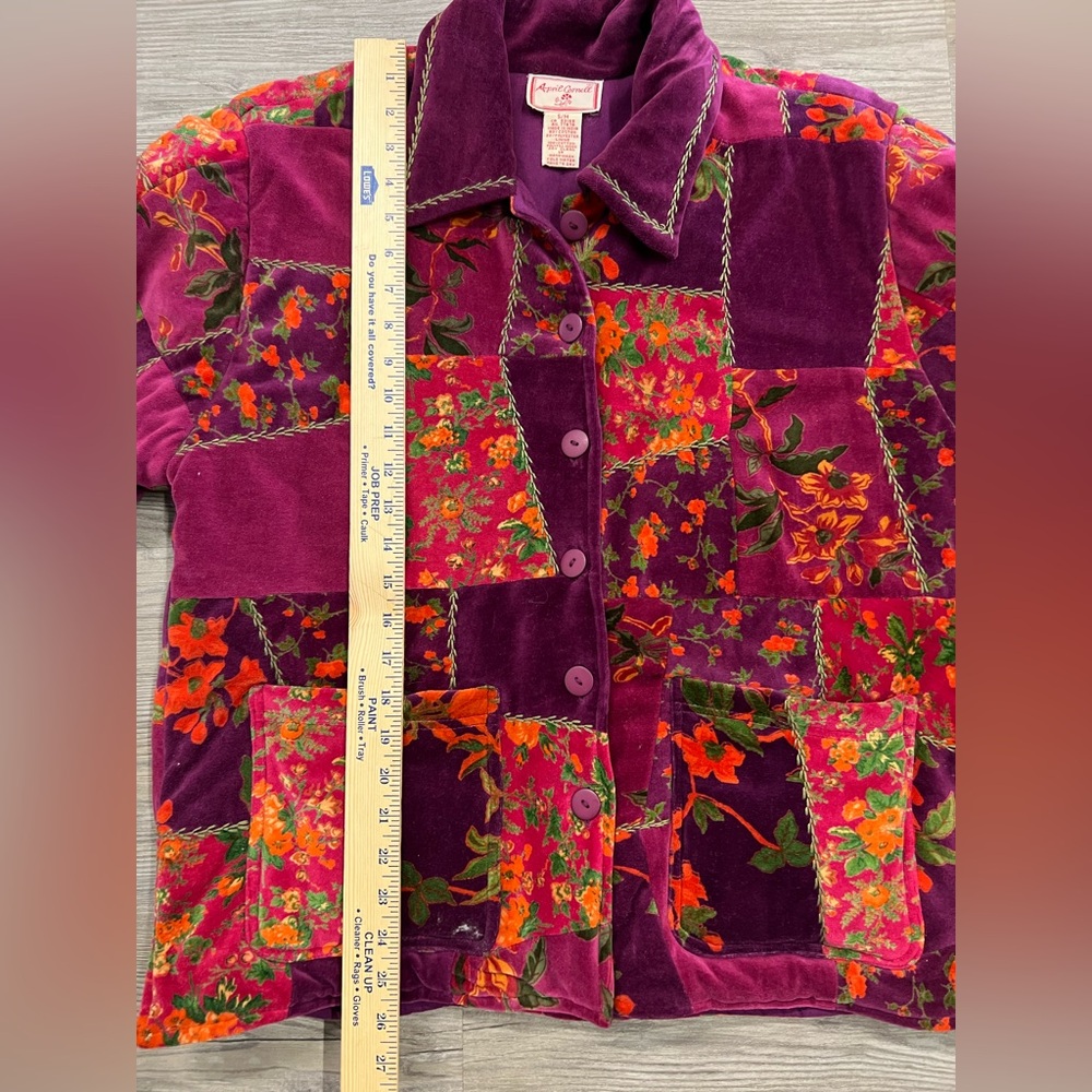 April Cornell Patchwork Velvet Jacket Small Rever… - image 6